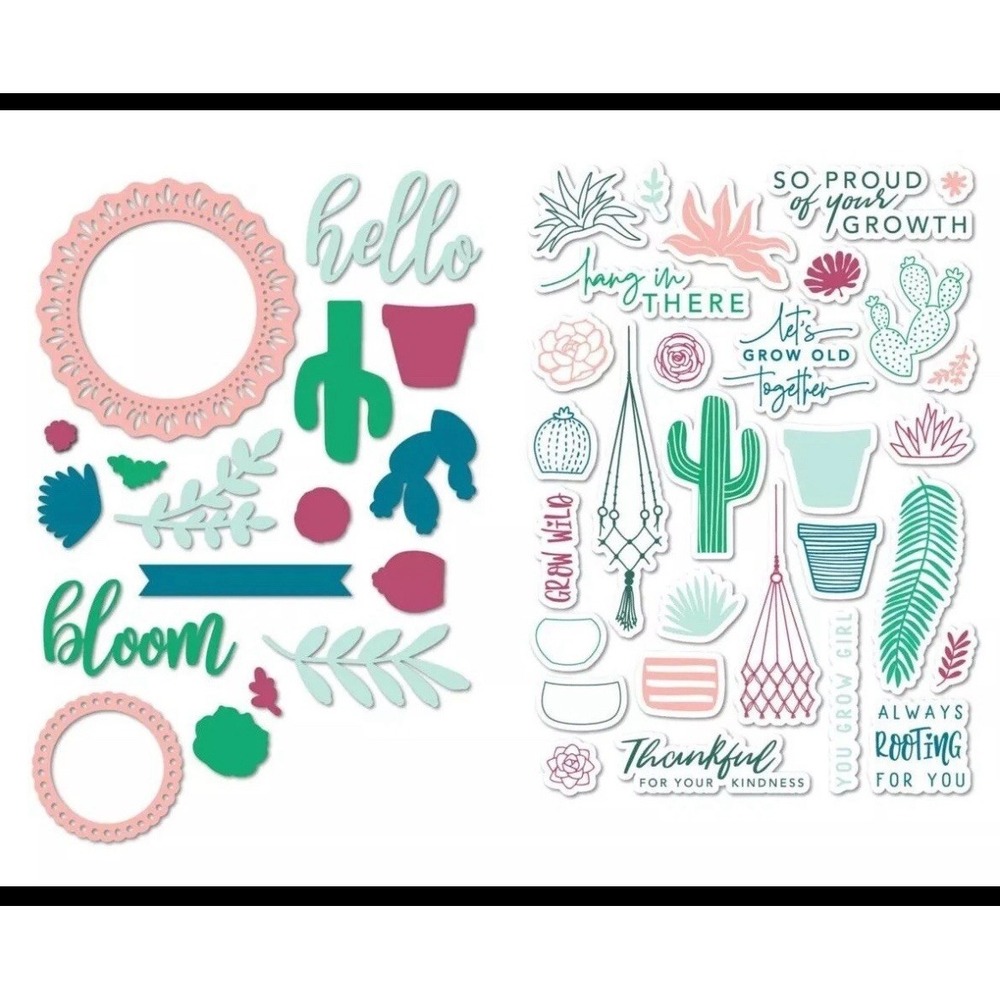 Diamond Press *Greenery*‎ Embellishment, Stamp (30) and Die (17) Set NEW